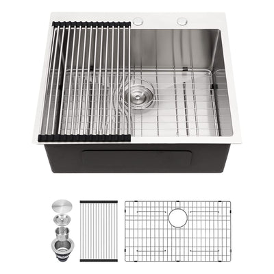 Sarlai 25"x22" Stainless Steel Drop In Single Bowl Kitchen Sink (Used) - VMInnovations