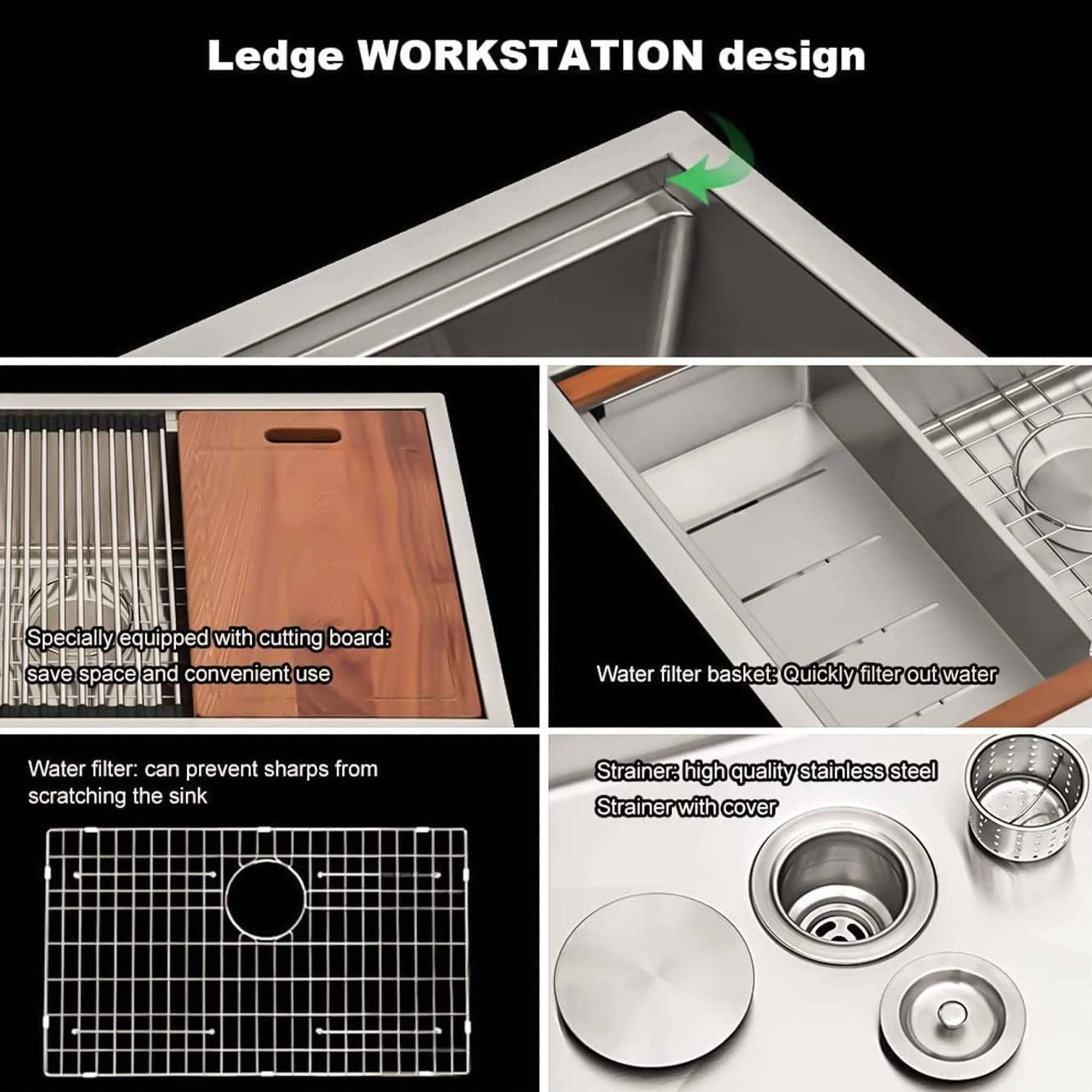 28x18 In Undermount Brushed Stainless Steel Single Bowl Kitchen Sink (For Parts) - VMInnovations