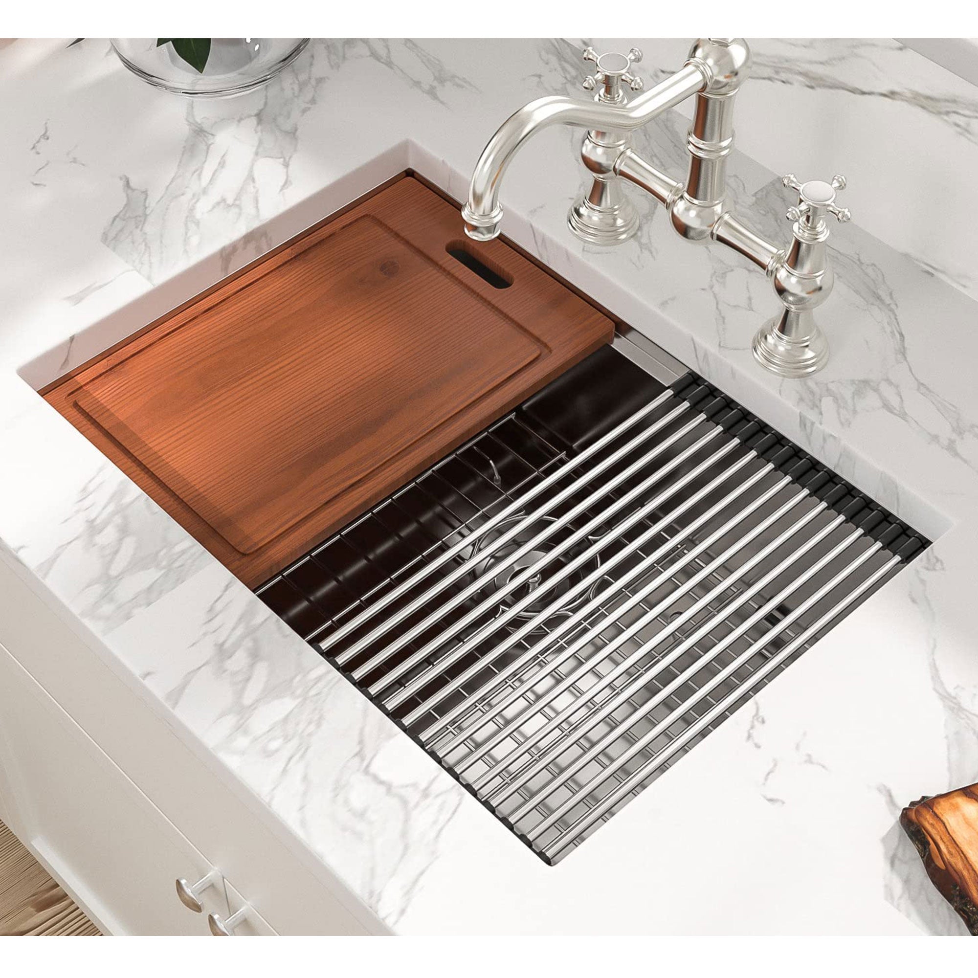 28x18 In Undermount Brushed Stainless Steel Single Bowl Kitchen Sink (For Parts) - VMInnovations
