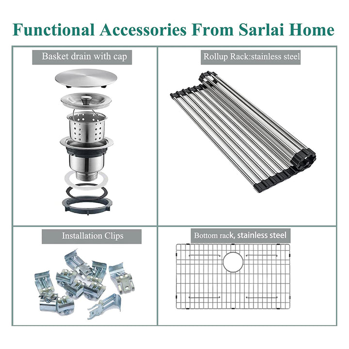 Sarlai ST3022R1 30" Round Corner Deep Single Kitchen Sink, Stainless Steal(Used)