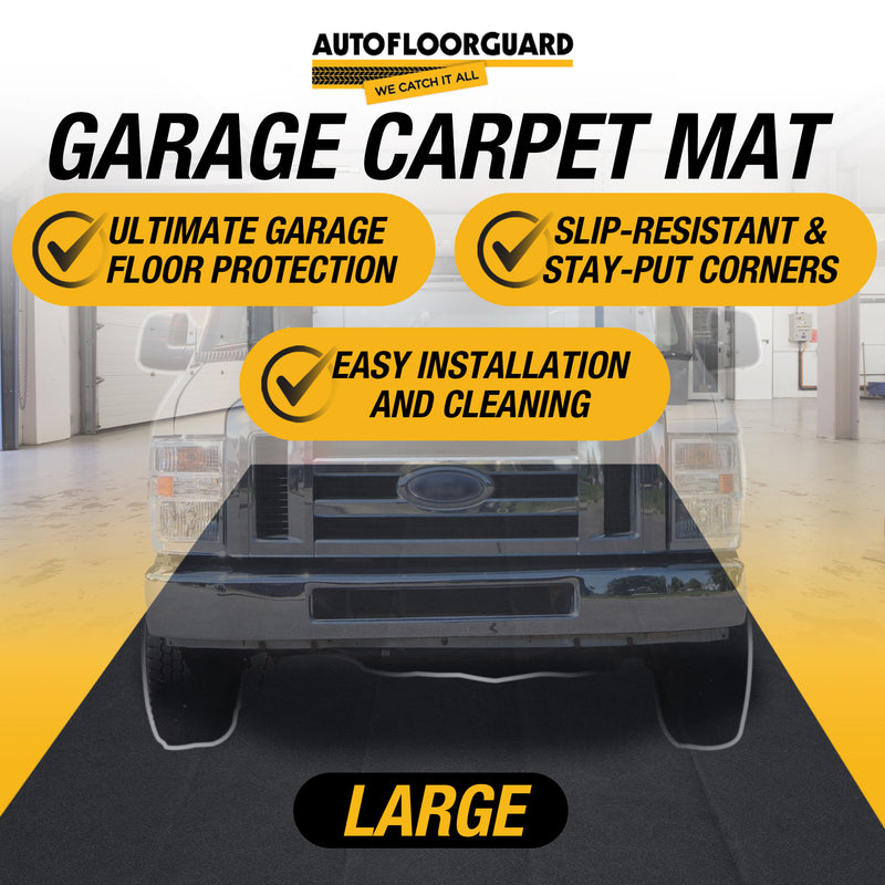 AutoFloorGuard AFG8020 20 x 7.3 Foot Large Size Garage Carpet Mat, Black (Used)