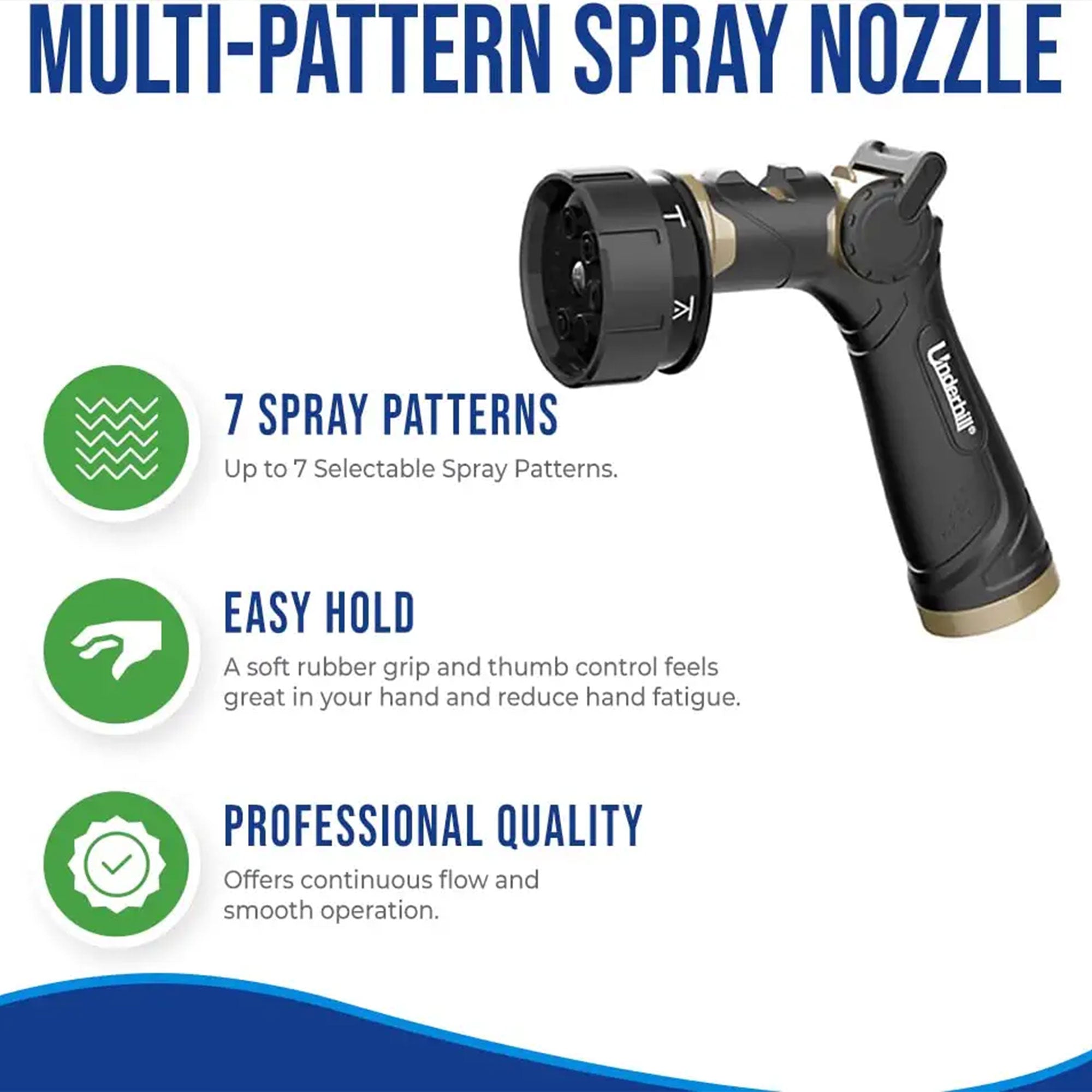 Underhill 75 Ft Red Water Hose with Master Gold 7 Spray Nozzle & Hose Adapter