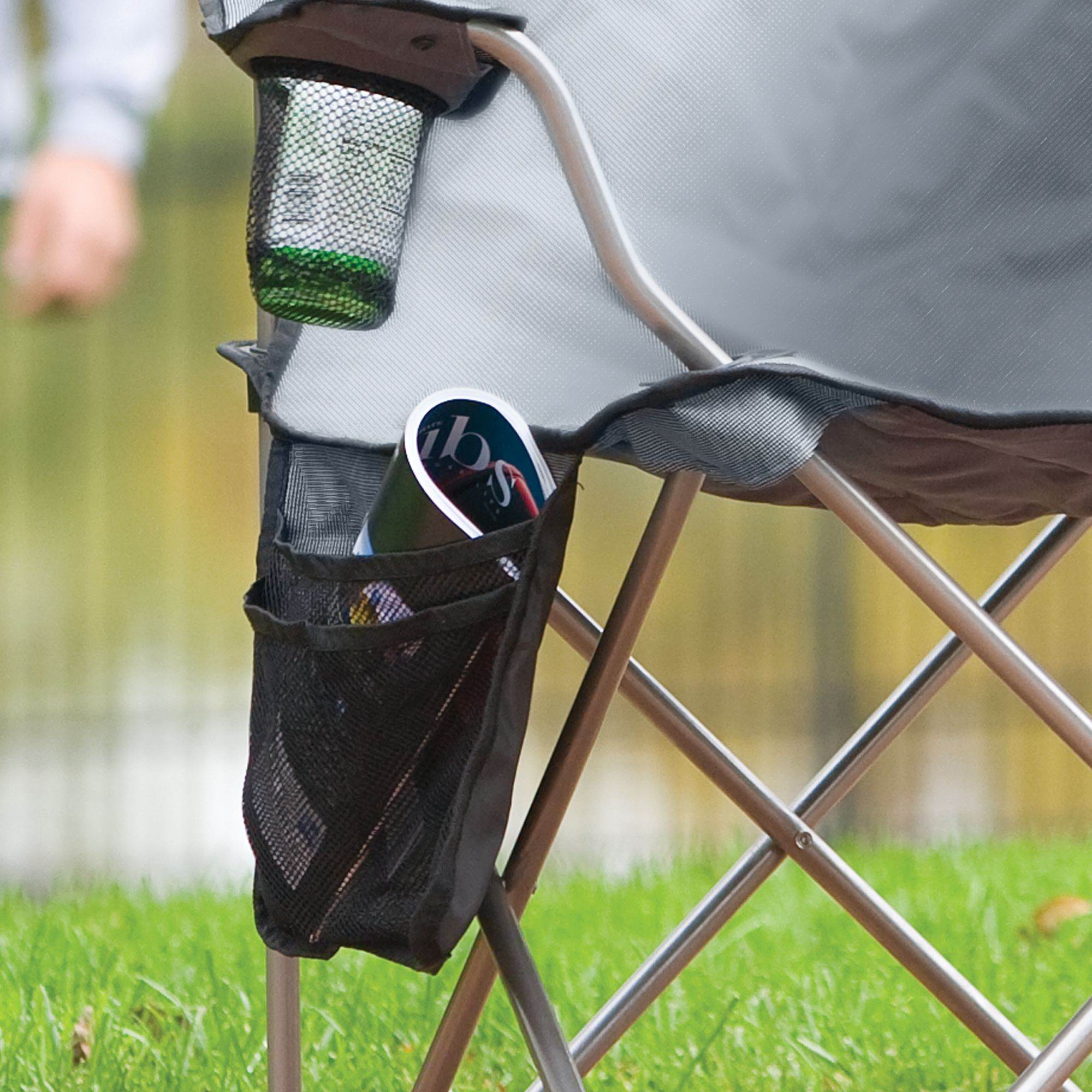Coleman Oversized Quad Chair with Cooler and Cup Holder, Black/Gray (Open Box)