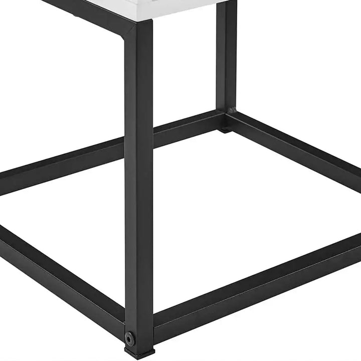 BIKAHOM Simple Modern End Table Nightstand w/ Drawer and Shelf, White (Used)