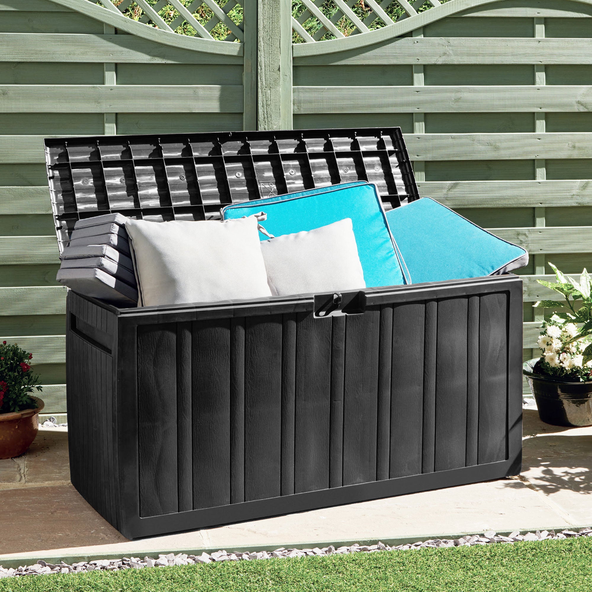 Ram Quality Products Outdoor Backyard Patio Storage Deck Box, 71 Gallon (Used) - VMInnovations