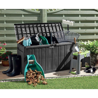 Ram Quality Products Outdoor Backyard Patio Storage Deck Box, 71 Gallon, Gray