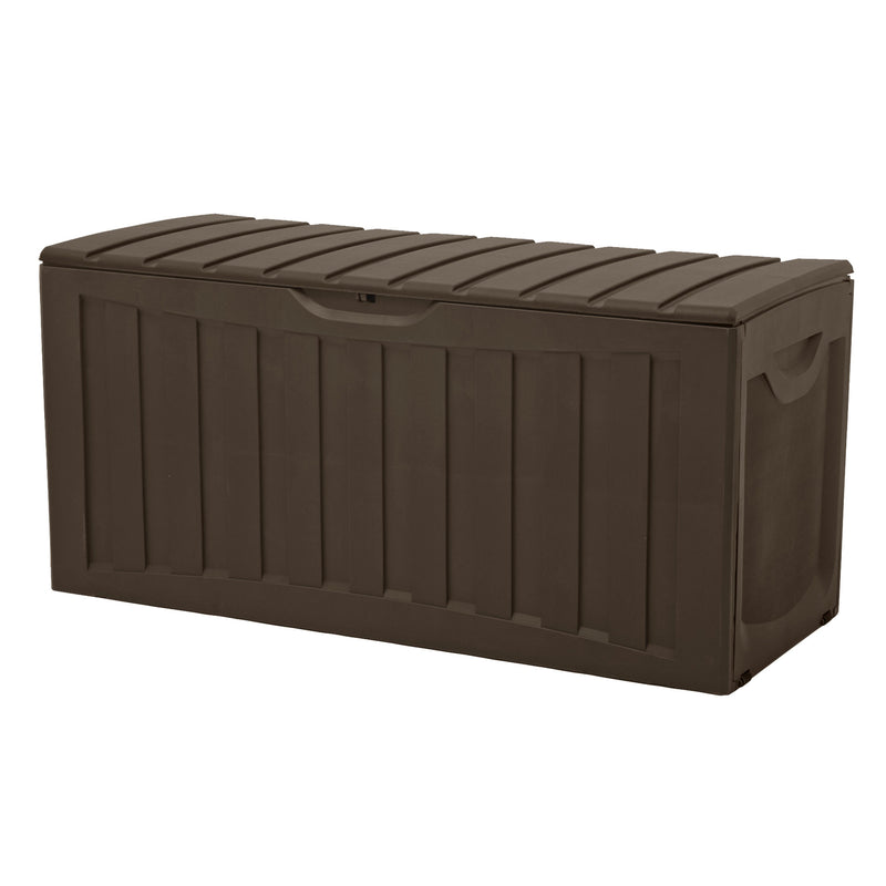 Plastic 90 Gal Outdoor Locking Storage Bin Deck Box, Brown (Open Box)