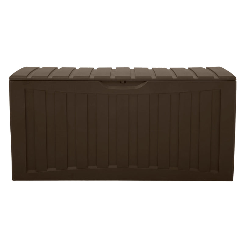 Plastic 90 Gal Outdoor Locking Storage Bin Deck Box, Brown (Open Box)