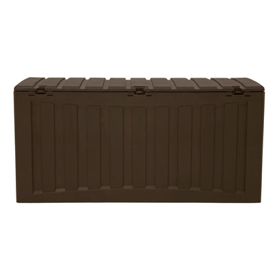 Plastic 90 Gal Outdoor Locking Storage Bin Deck Box, Brown (Used) - VMInnovations