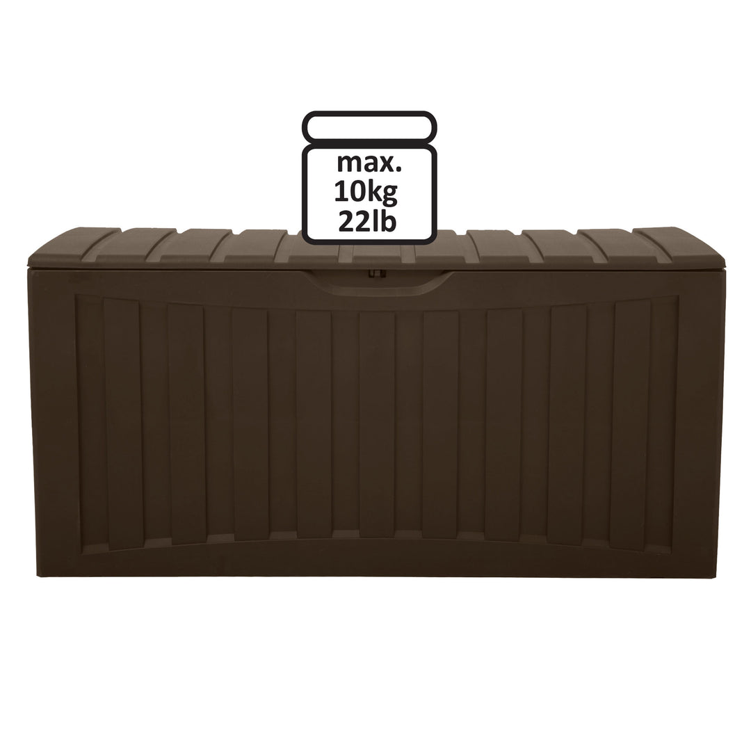 Plastic 90 Gal Outdoor Locking Storage Bin Deck Box, Brown (Open Box) - VMInnovations