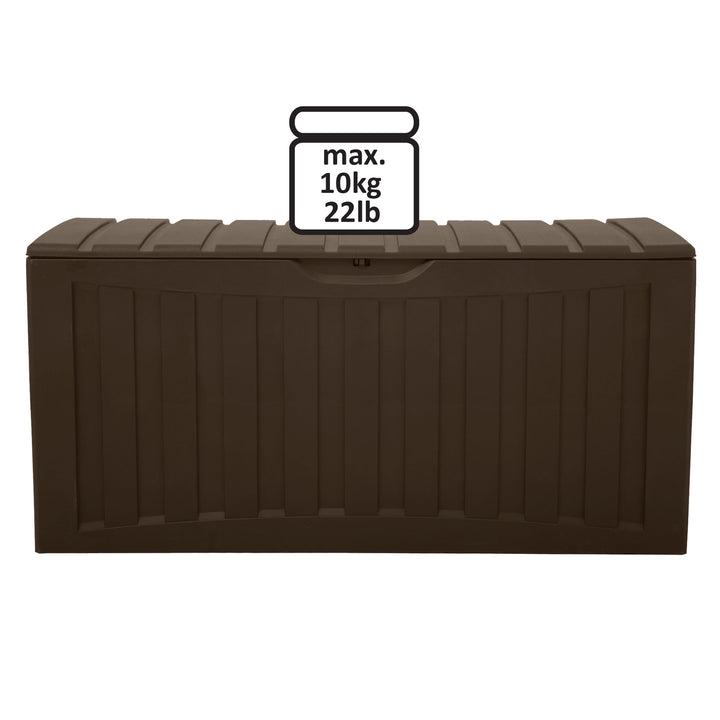 Plastic 90 Gal Outdoor Locking Storage Bin Deck Box, Brown (Open Box) - VMInnovations