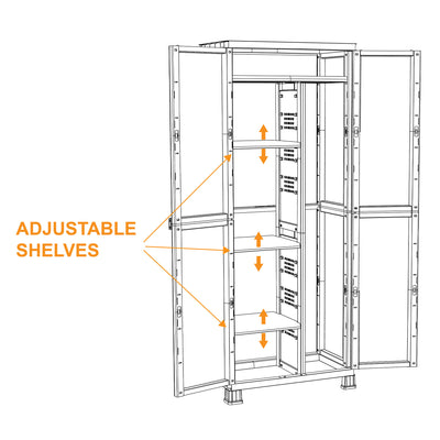 RAM Quality Products PRESTIGE 4 Shelf Adjustable Storage Utility Cabinet, Gray