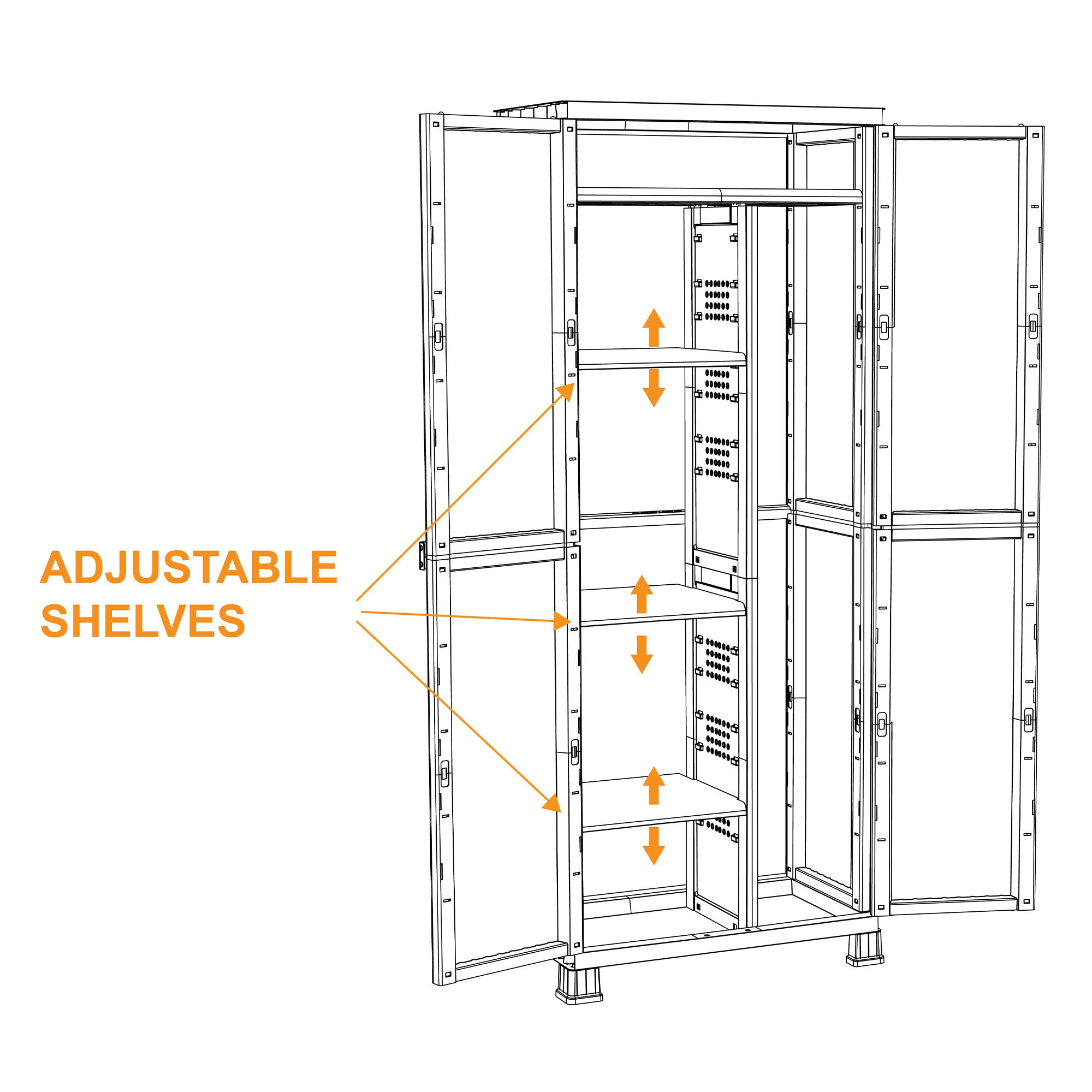 RAM Quality Products PRESTIGE 4 Shelf Adjustable Storage Cabinet, Black (Used) - VMInnovations