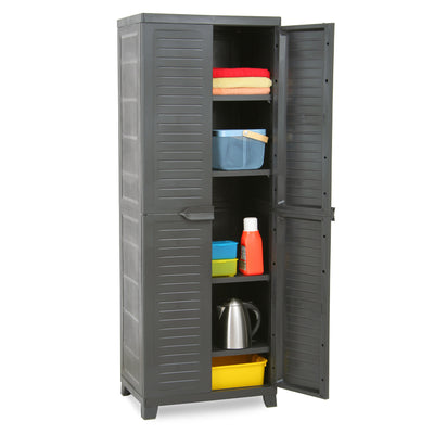 ELITE Adjustable 4 Shelf Storage Utility Cabinet, Dark Gray (Used) - VMInnovations