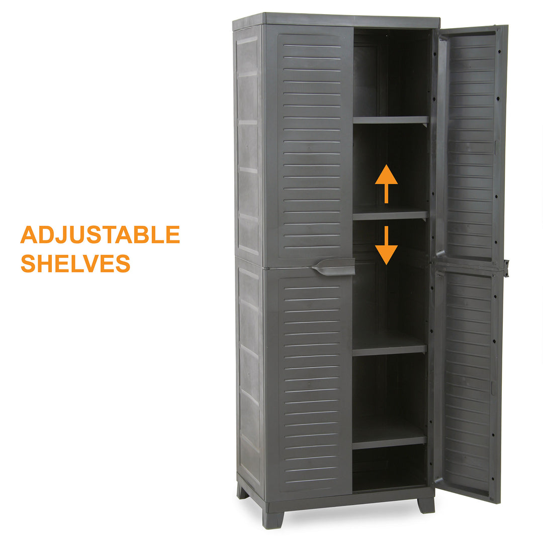 ELITE Adjustable 4 Shelf Storage Utility Cabinet, Dark Gray (Used) - VMInnovations