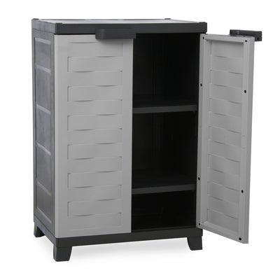 RAM Quality Products PREMIUM Utility 2 Shelf Lockable Storage Cabinet, Gray - VMInnovations