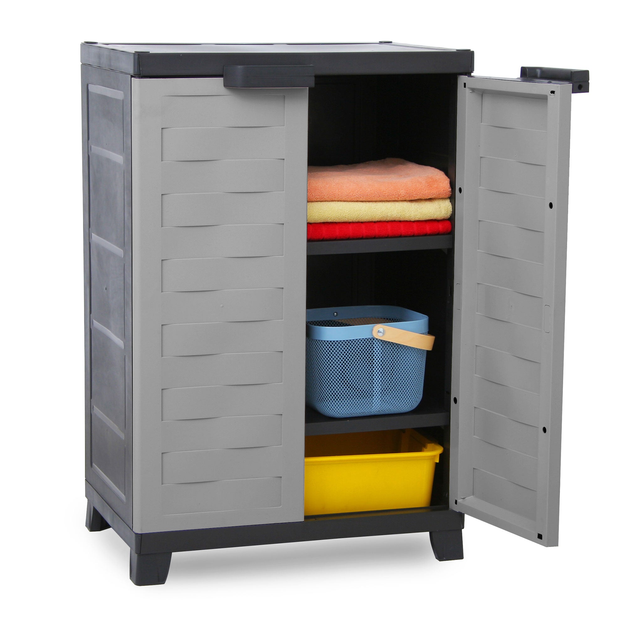 RAM Quality Products PREMIUM Utility 2 Shelf Lockable Storage Cabinet, Gray - VMInnovations