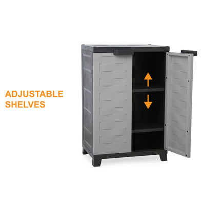 RAM Quality Products PREMIUM Utility 2 Shelf Lockable Storage Cabinet, Gray - VMInnovations
