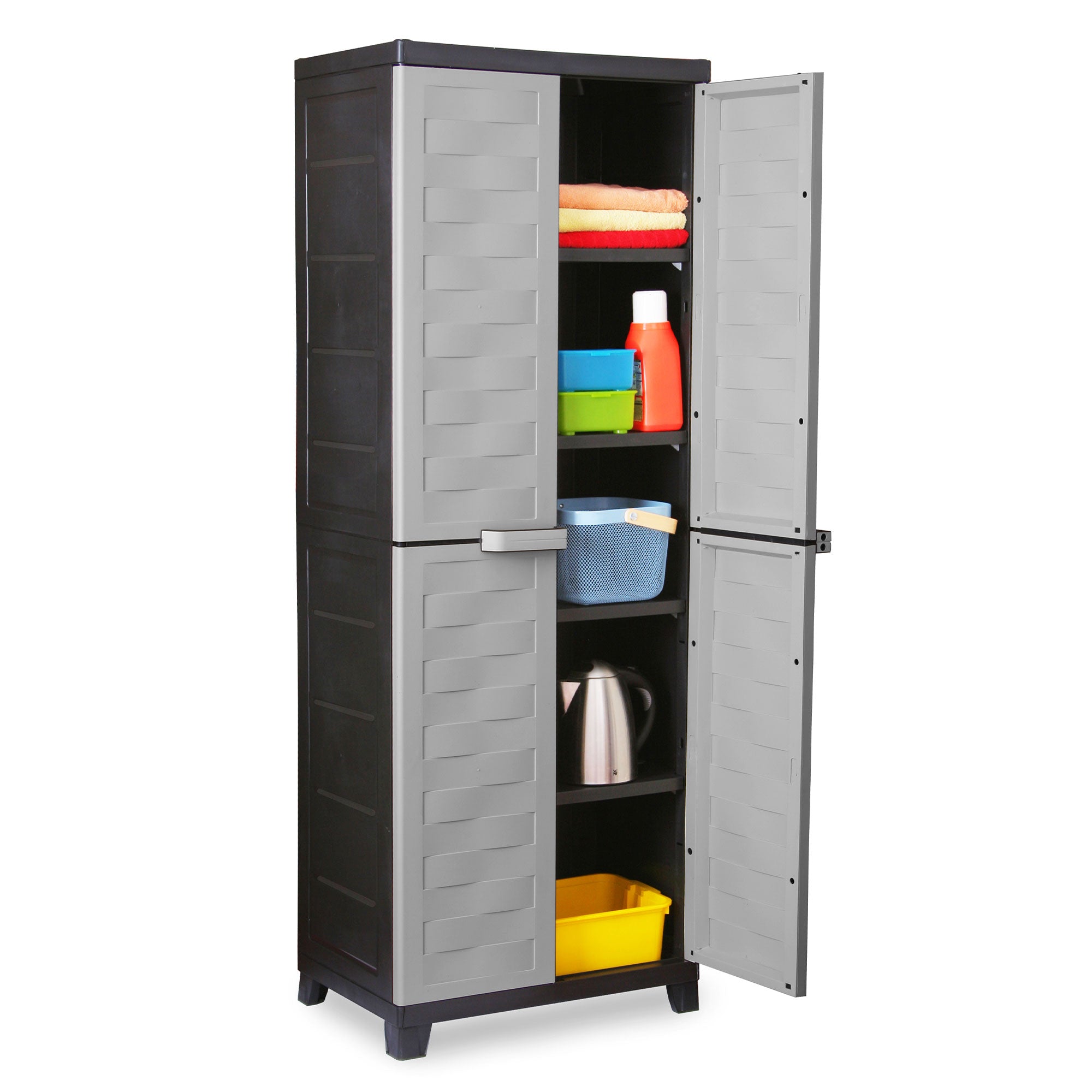 RAM Quality Products PREMIUM 4 Shelf Lockable Storage Utility Cabinet, Gray - VMInnovations