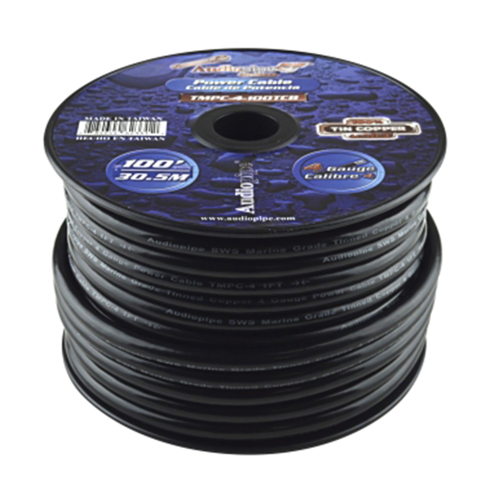Audiopipe TMPC-4-100TCB Marine Grade 4 Gauge Tinned Copper Wire, 100 Feet, Black - VMInnovations
