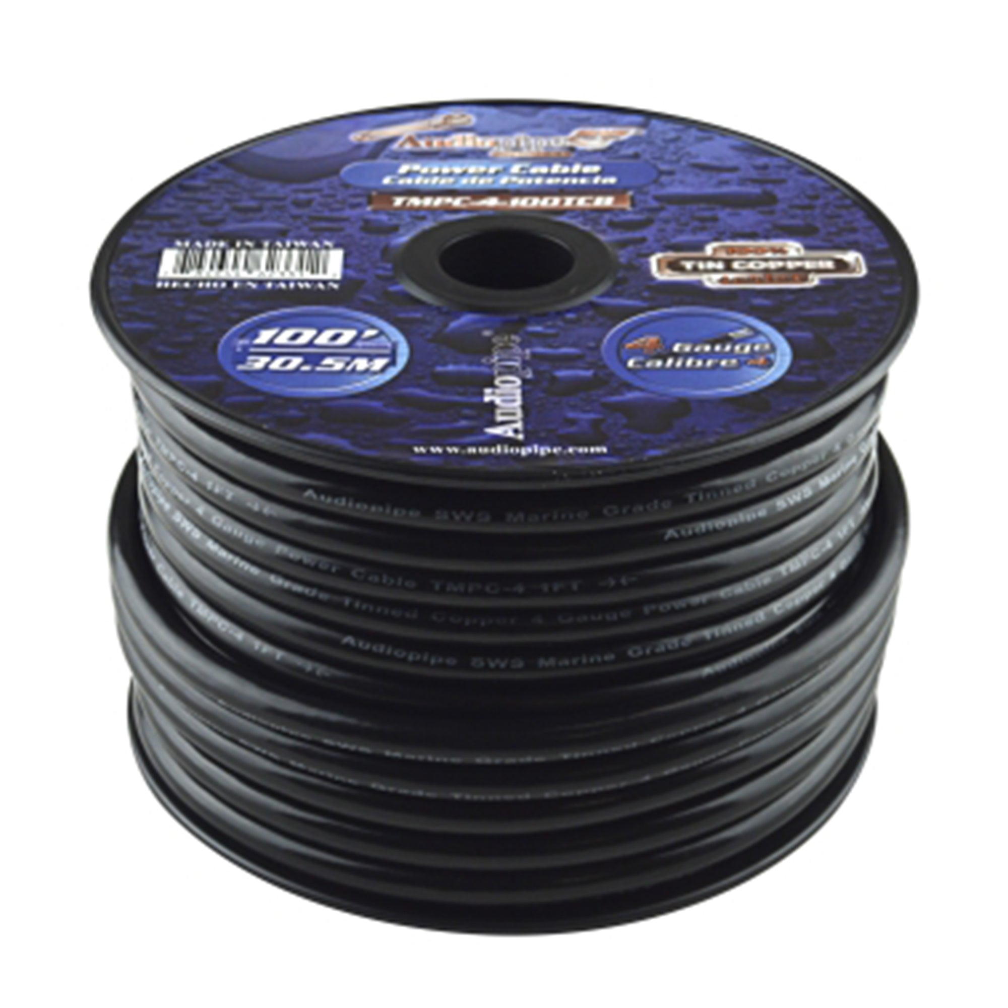 Audiopipe TMPC-4-100TCB Marine Grade 4 Gauge Tinned Copper Wire, 100 Feet, Black - VMInnovations