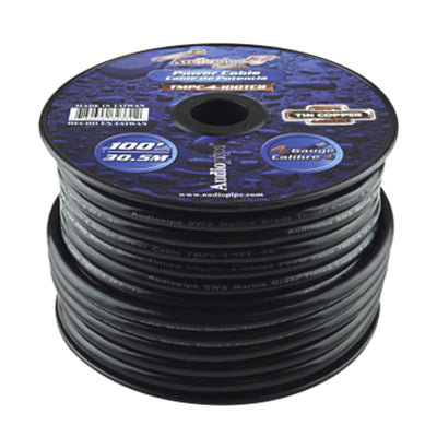 Audiopipe TMPC-4-100TCB Marine Grade 4 Gauge Tinned Copper Wire, 100 Feet, Black - VMInnovations