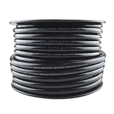 Audiopipe TMPC-4-100TCB Marine Grade 4 Gauge Tinned Copper Wire, 100 Feet, Black - VMInnovations