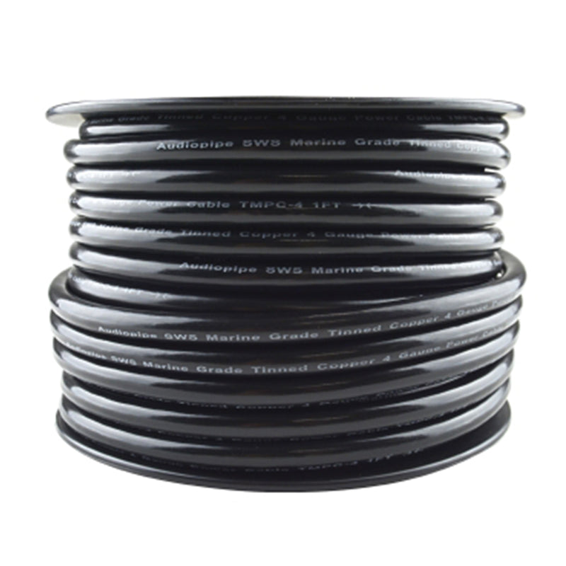 Audiopipe TMPC-4-100TCB Marine Grade 4 Gauge Tinned Copper Wire, 100 Feet, Black
