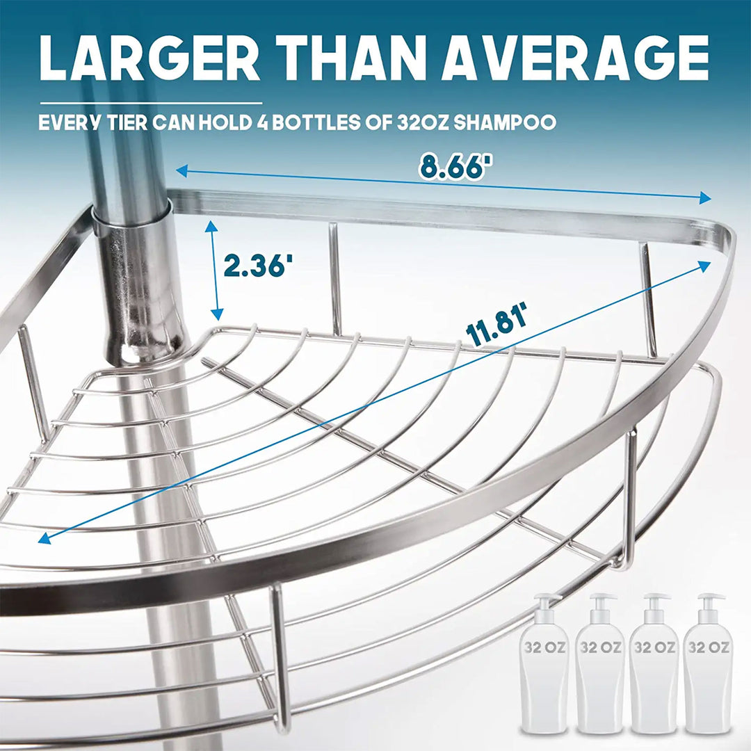 Adjustable Height Shower Caddy Tension Pole w/ 4 Big Baskets, 6 Hooks (Open Box)