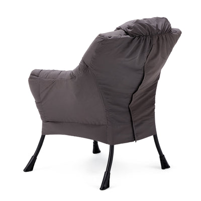 JOMEED Modern Plush Fabric Lazy Accent Chair with Armrests and Side Pocket, Grey - VMInnovations