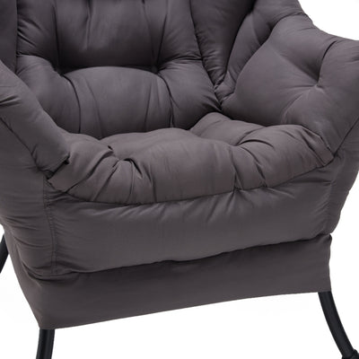 JOMEED Modern Plush Fabric Lazy Accent Chair with Armrests and Side Pocket, Grey - VMInnovations