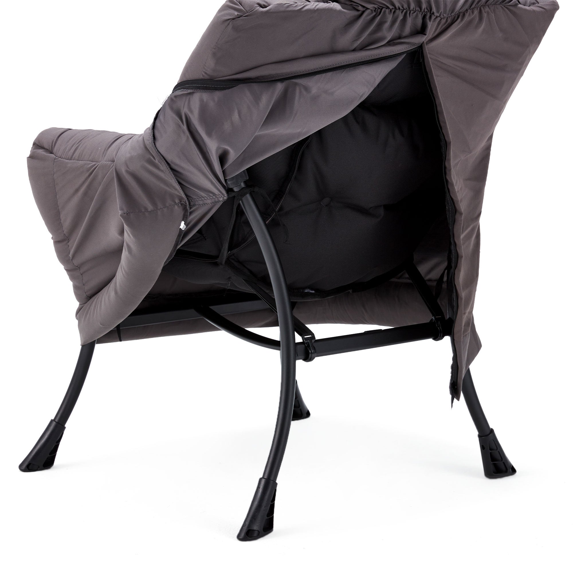 JOMEED Modern Plush Fabric Lazy Accent Chair with Armrests and Side Pocket, Grey - VMInnovations