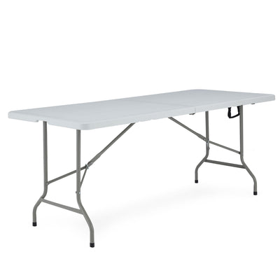 JOMEED 6 Foot Portable Plastic Folding Multipurpose Table, White (Open Box) - VMInnovations