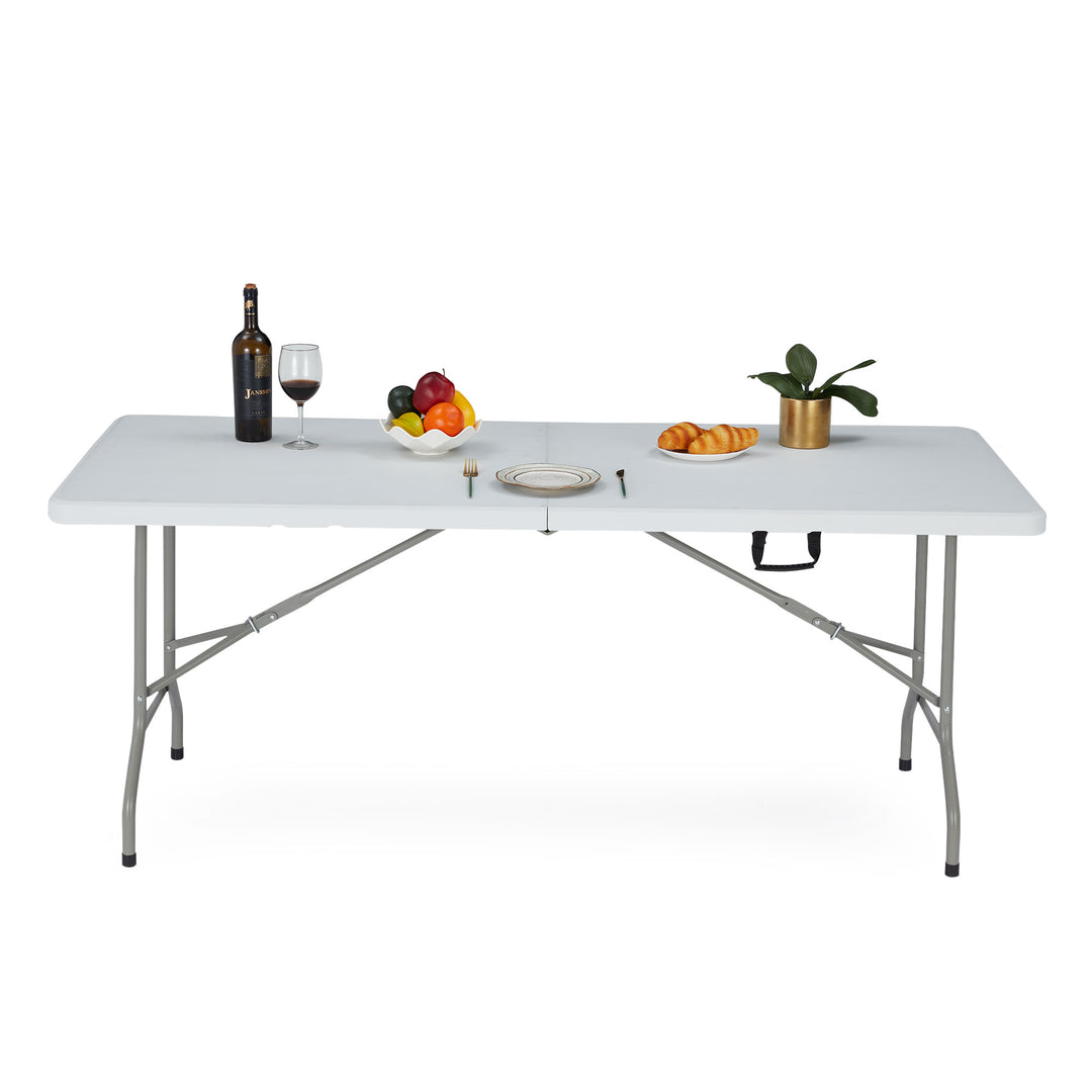 JOMEED 6 Foot Portable Plastic Folding Multipurpose Table, White (Open Box)