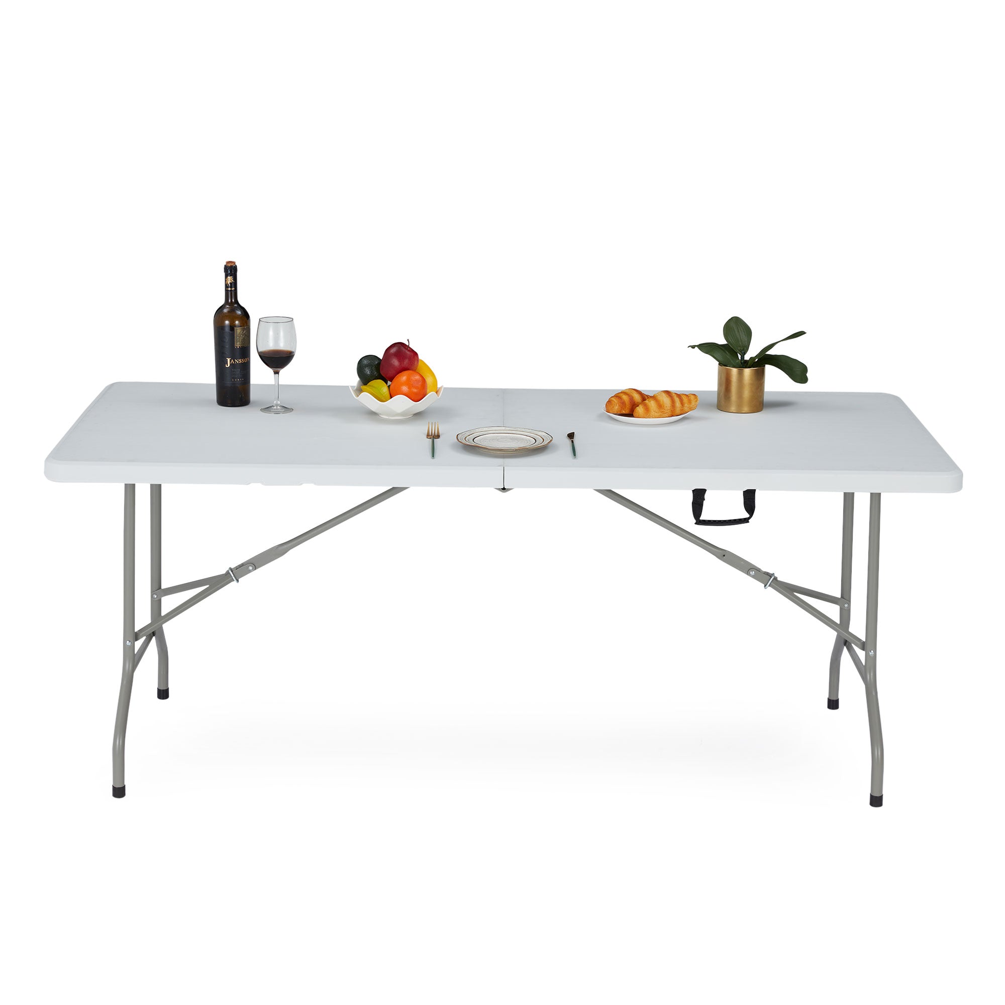 JOMEED 6 Foot Portable Plastic Folding Multipurpose Table, White (Open Box) - VMInnovations