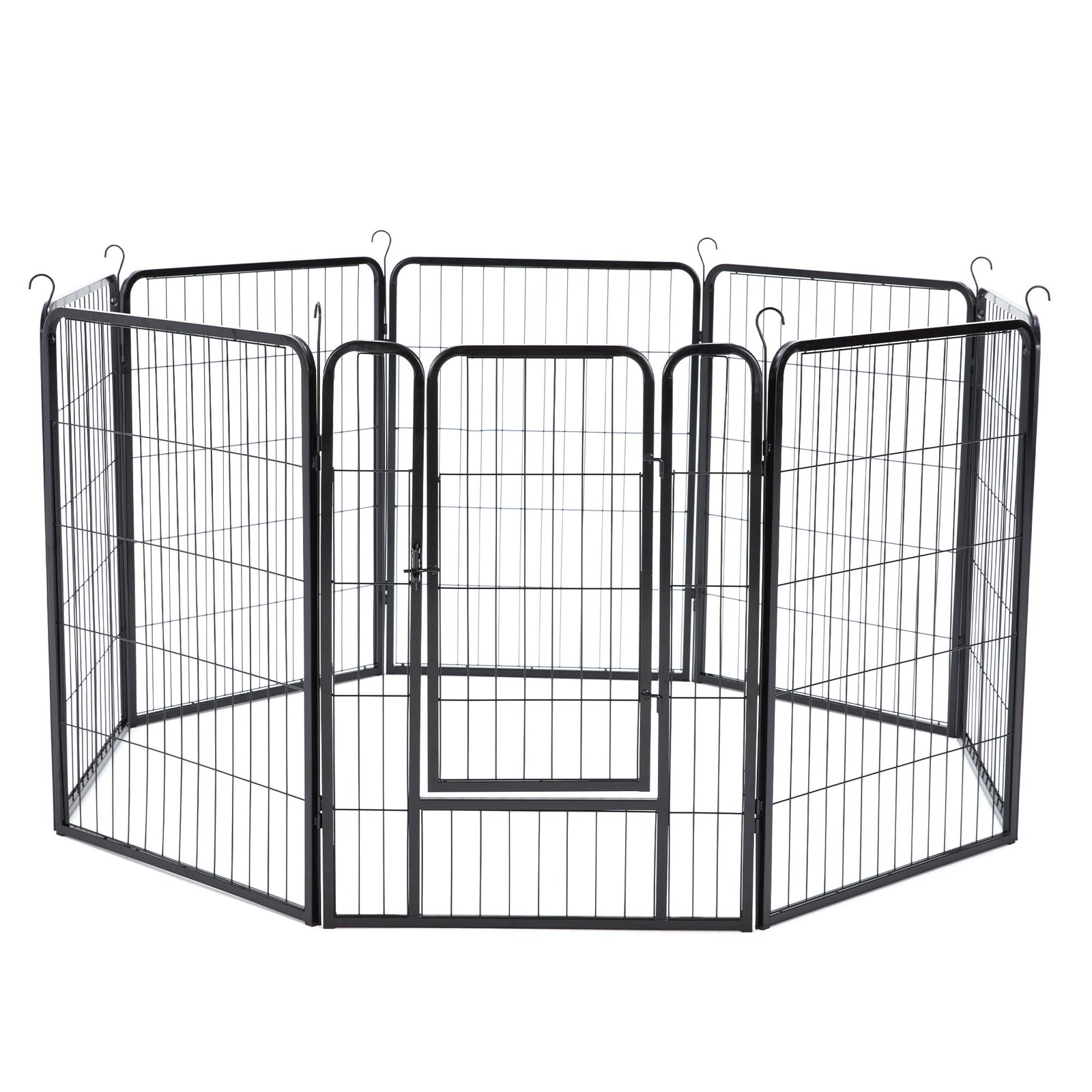JOMEED Indoor and Outdoor 8-Panel, 32-Inch High Dog Pet Playpen with Door, Black - VMInnovations