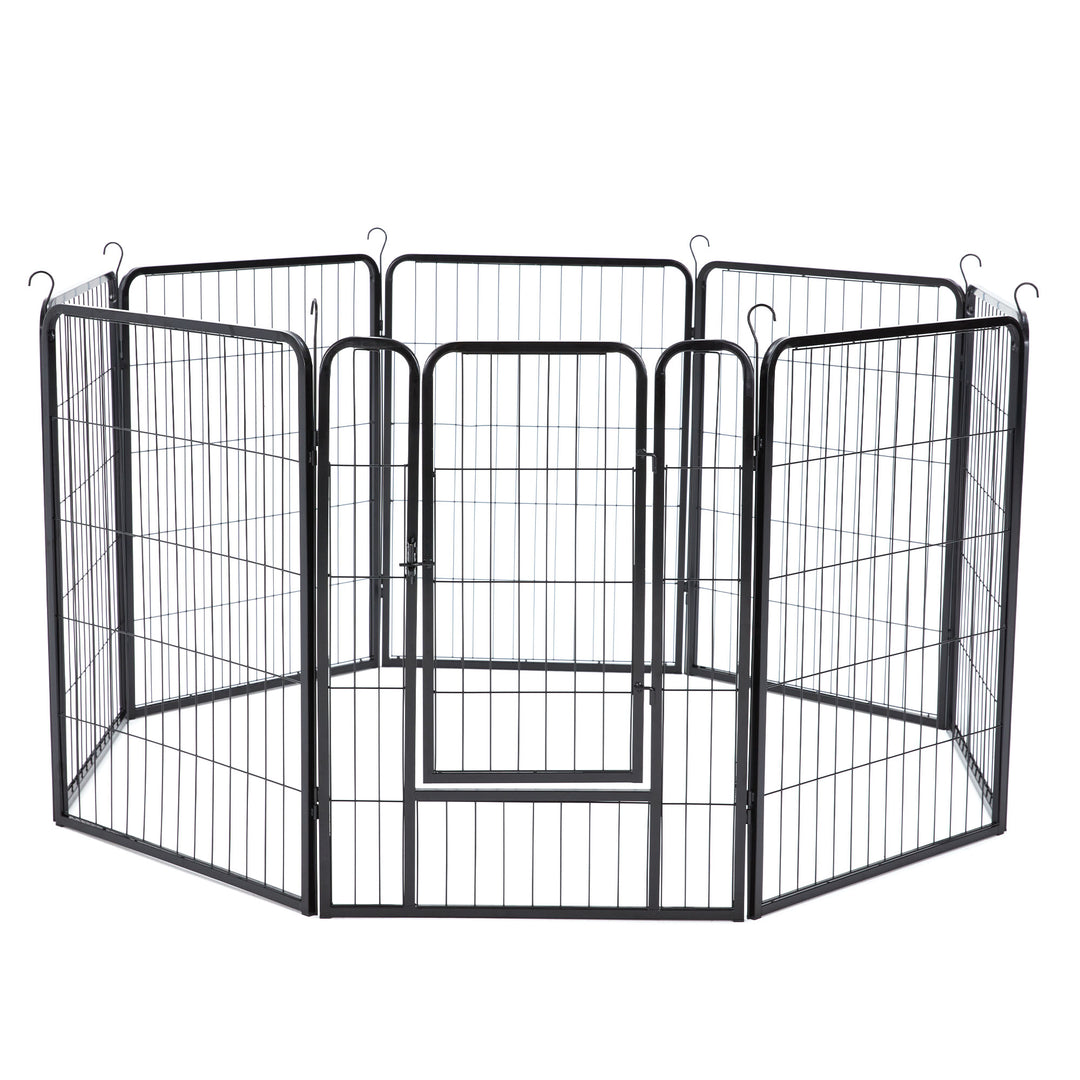 JOMEED Indoor & Outdoor 8-Panel, 32-Inch High Pet Playpen w/Door,Black(Open Box) - VMInnovations