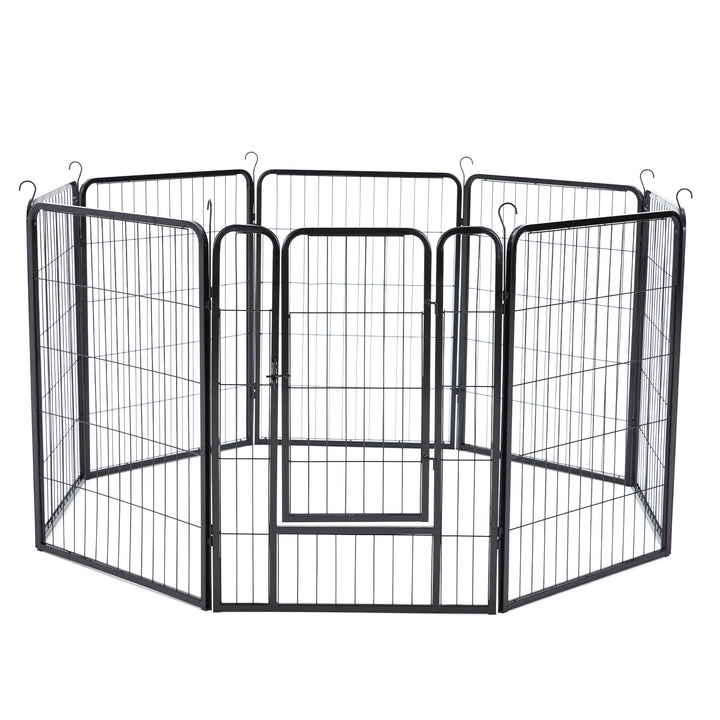 JOMEED Indoor & Outdoor 8-Panel, 32-Inch High Pet Playpen w/Door,Black(Open Box) - VMInnovations