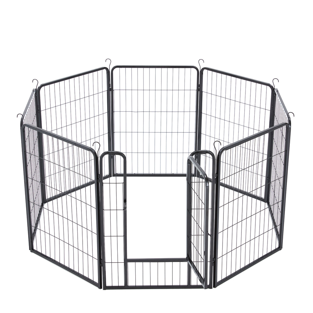 JOMEED Indoor & Outdoor 8-Panel, 32-Inch High Pet Playpen w/Door,Black(Open Box) - VMInnovations