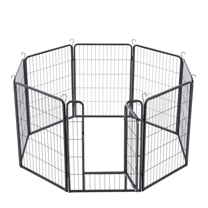 JOMEED Indoor & Outdoor 8-Panel, 32-Inch High Pet Playpen w/Door,Black(Open Box) - VMInnovations
