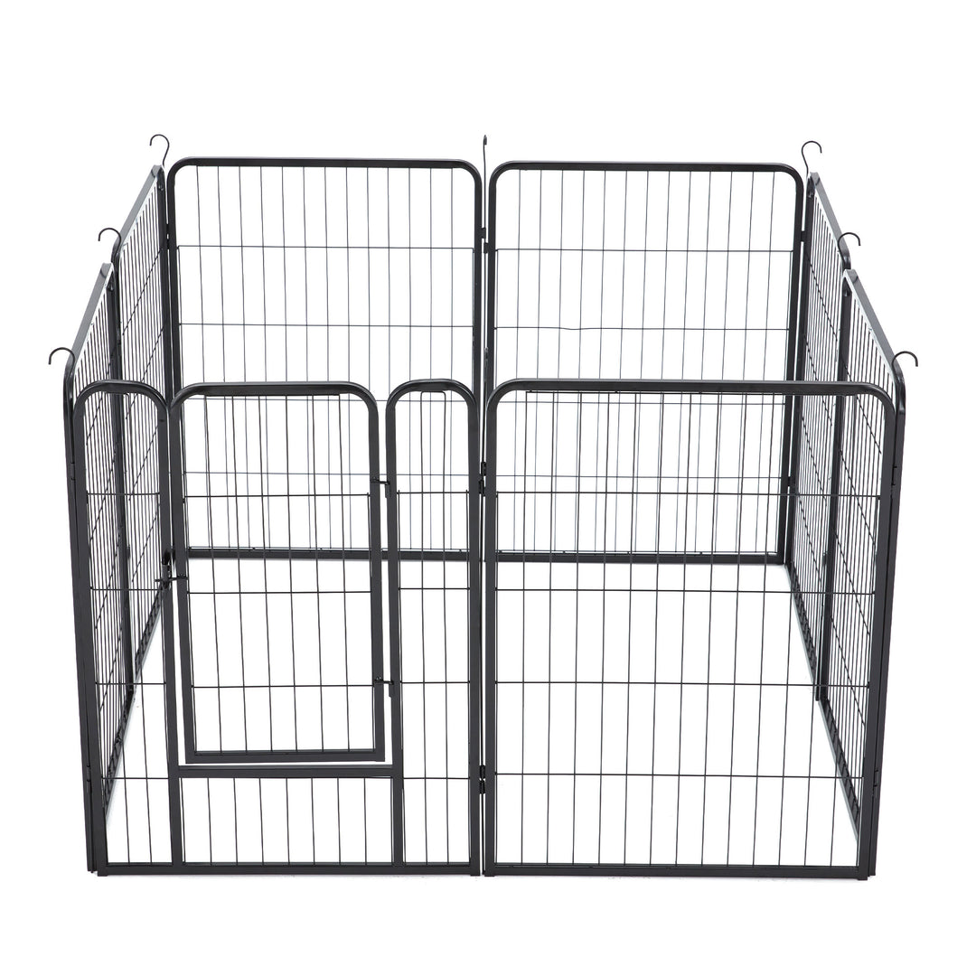 JOMEED Indoor & Outdoor 8-Panel, 32-Inch High Pet Playpen w/Door,Black(Open Box)