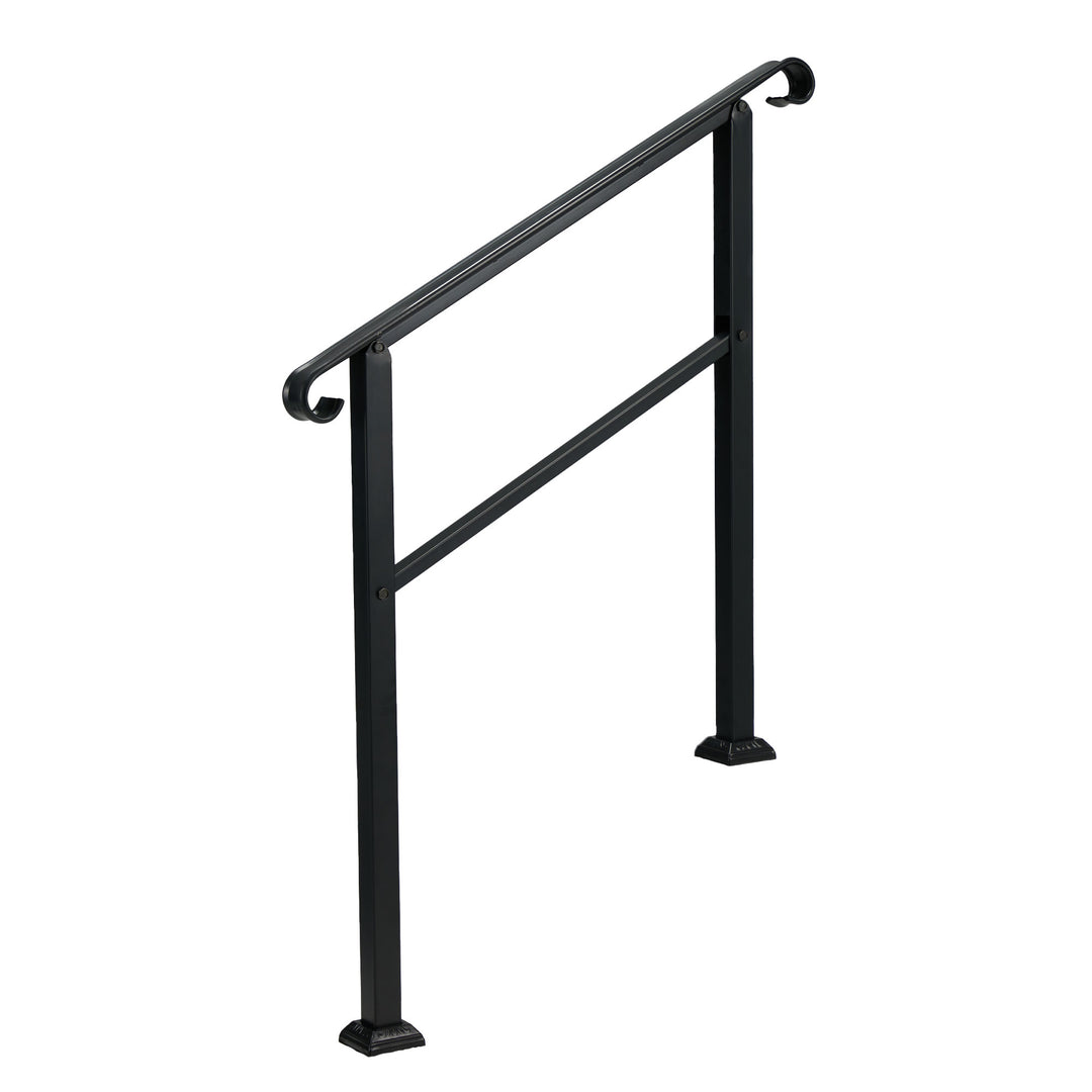 JOMEED Wrought Iron Transitional Entrance Handrail w/Hardware, Black (Used)