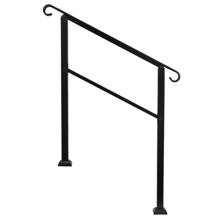 JOMEED Wrought Iron Transitional Entrance Handrail w/Hardware, Black (Used)