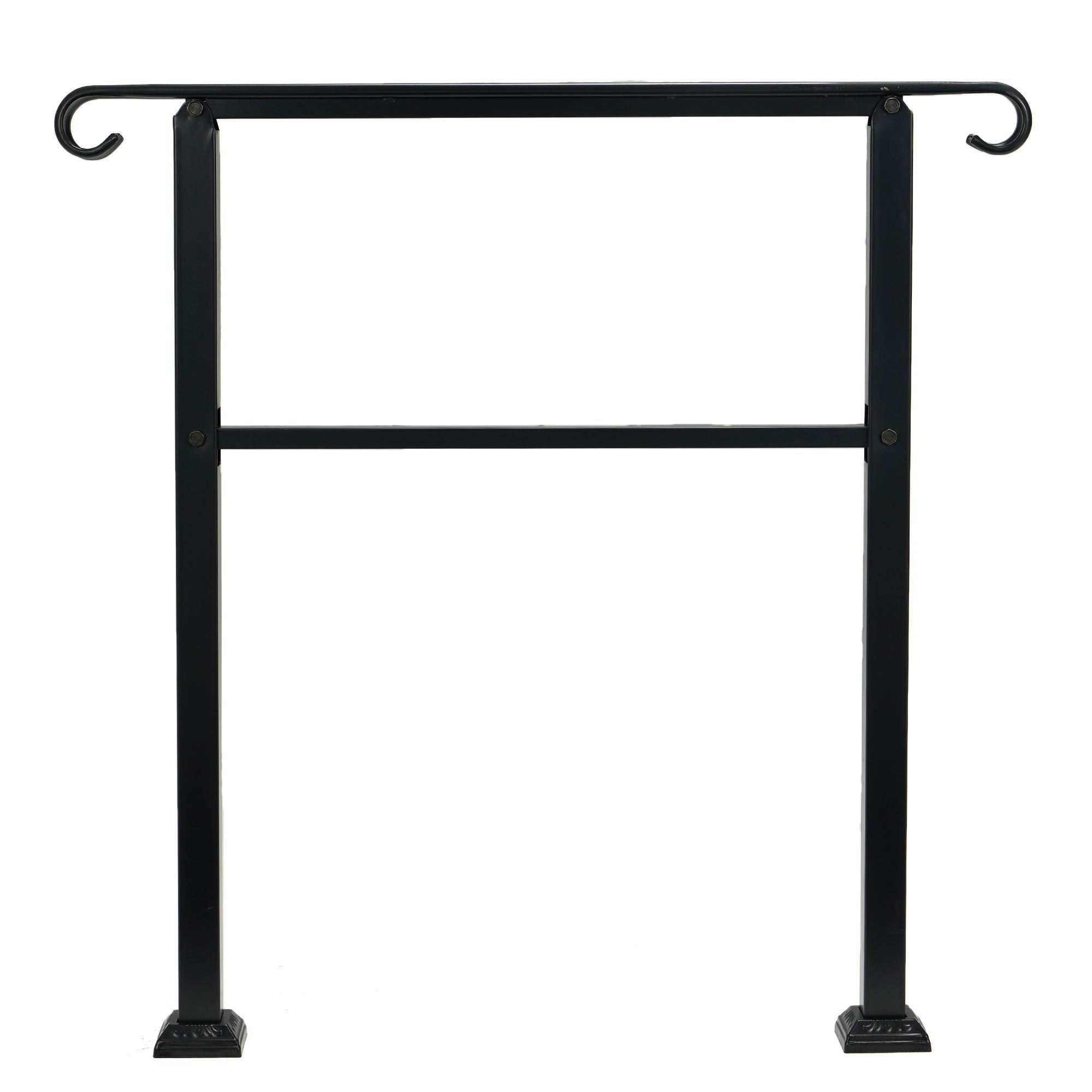 JOMEED Wrought Iron Transitional Entrance Handrail w/Hardware, Black (Used)