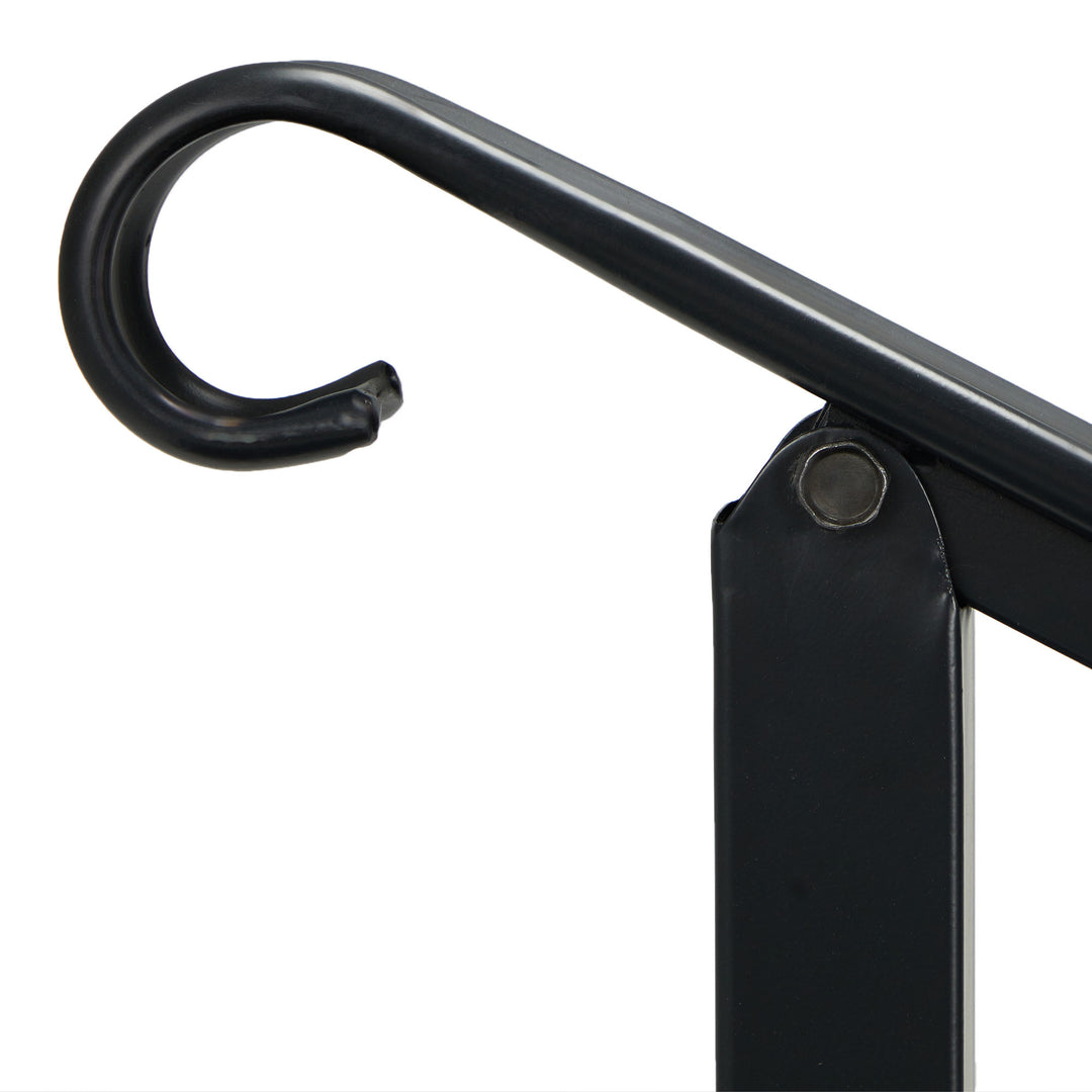 3 Step Wrought Iron Transitional Entrance Handrail w/Hardware, Black (Open Box)