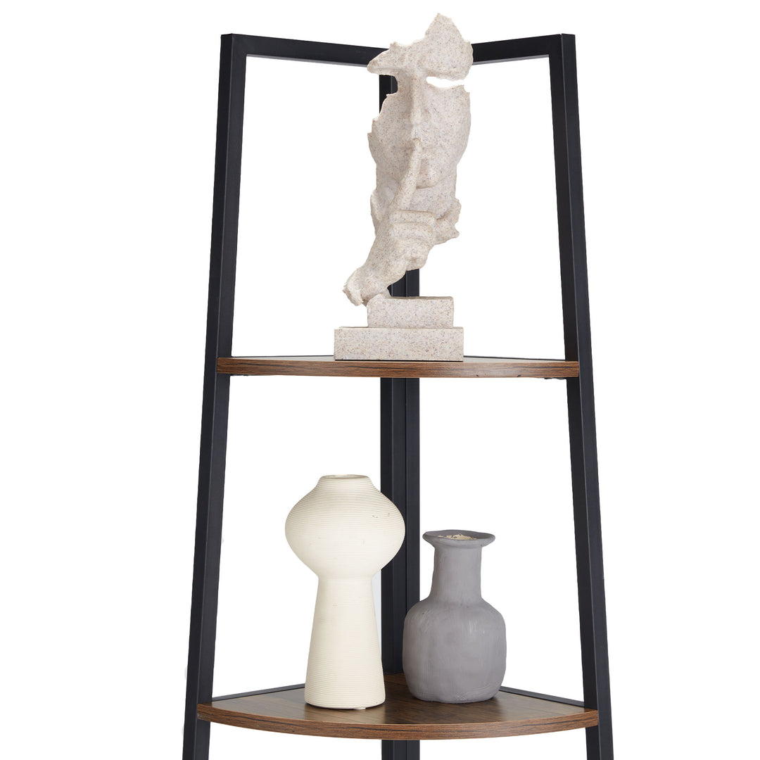 JOMEED 5 Shelf Corner Etagere Ladder Corner Bookcase, Black and Brown (Open Box)