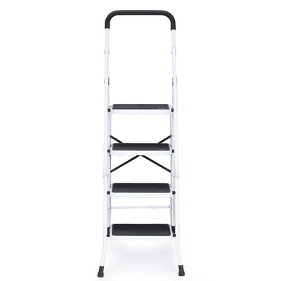 JOMEED Folding Collapsible Metal Home Kitchen Ladder Step Stool White (Open Box)