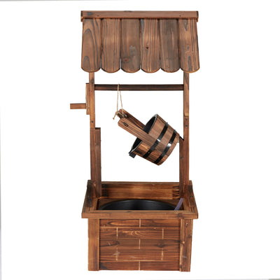 JOMEED Outdoor Decorative Farmhouse Rustic Wooden Wishing Well Water Fountain