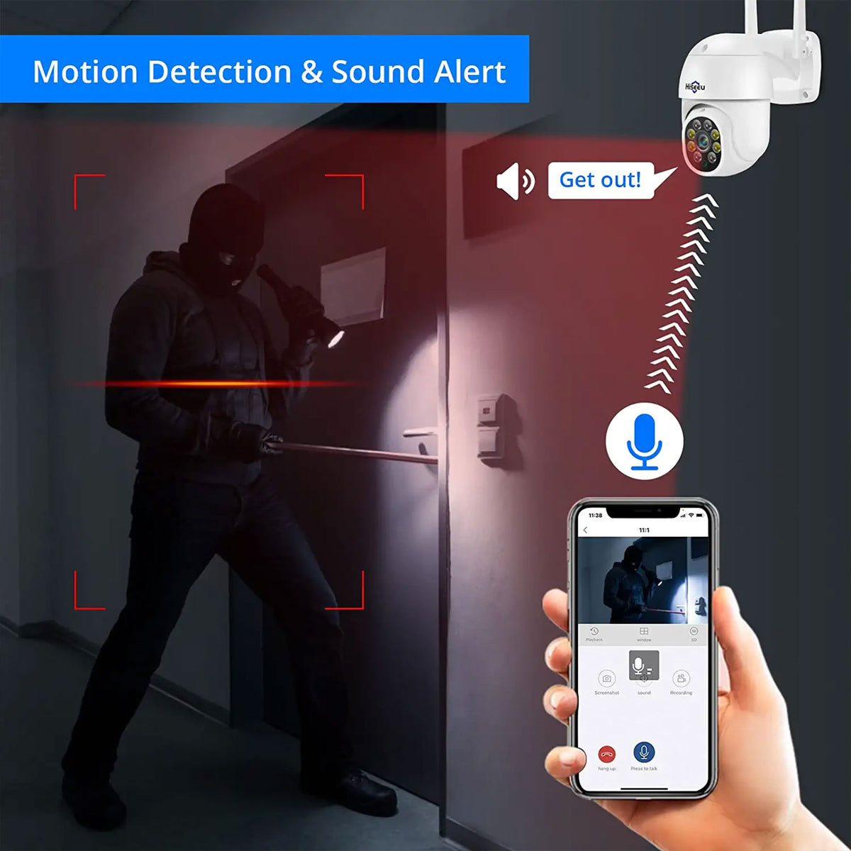 Hiseeu 3MP Outdoor Wireless Security Camera with HD Lens and Color Night Vision