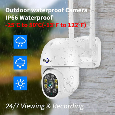 Hiseeu 3MP Outdoor Wireless Security Camera with HD Lens and Color Night Vision
